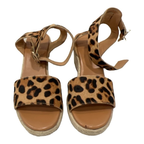 J. Crew Calf Hair Espadrille Wedge Sandals Shoes Leopard Print size 7.5 - Picture 12 of 12